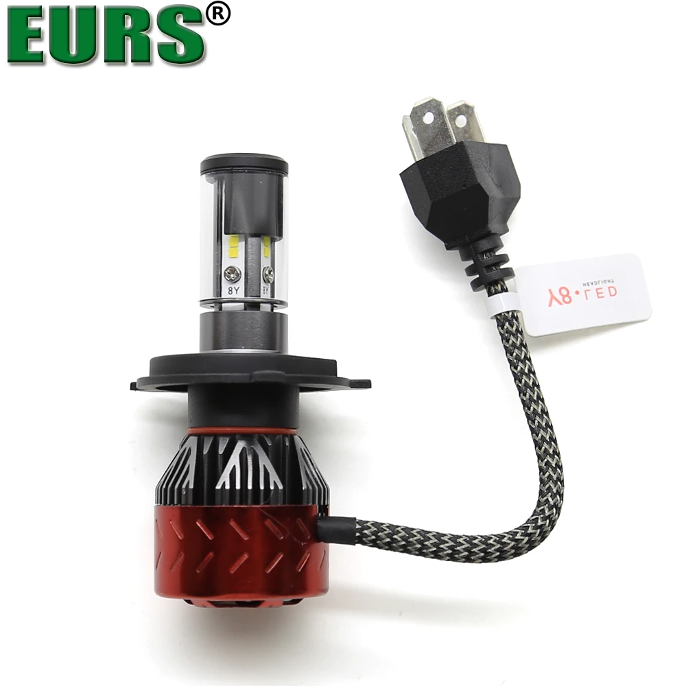 Светодиодные фары EURS 2pcs Blub Y8 Auto Car H8 H11 H7 H4 9005 9006 6000K холодный белый свет 72 Вт