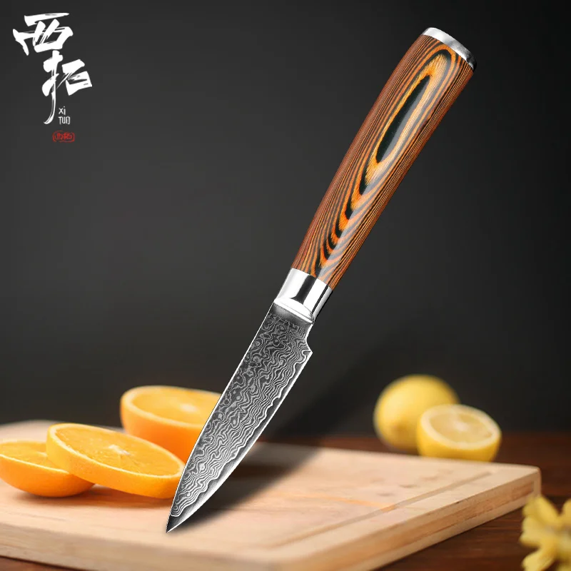 3.5 In Paring knife Кухонный нож шеф-повара XITUO из дамасской стали VG10 Tick Deboning фруктовый японский слайсер острый цвет с деревянной ручкой подарок кухонные инструменты - Цвет: 3.5 In Paring knife