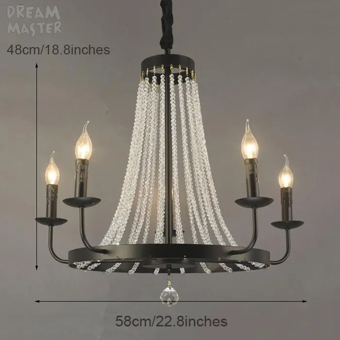 Винтаж черный филиал люстры в виде дерева, люкс класс, D80cm D93cm большой K9 хрустальная люстра освещения, 8, 12 лет, художественное оформление гостиная подвесной светильник - Цвет абажура: 5-light