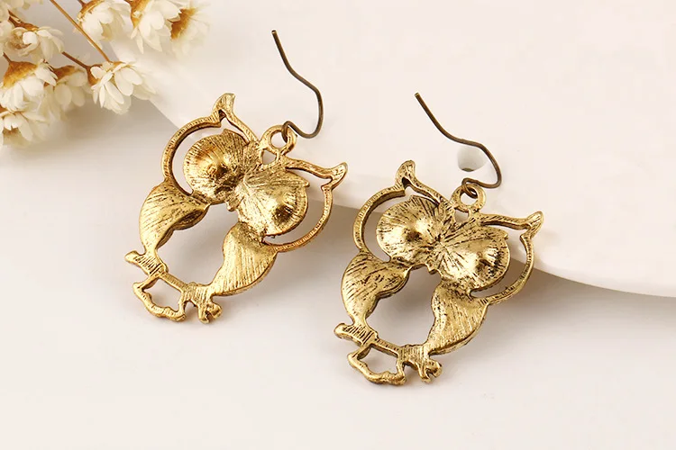 Богемные винтажные Кристальные серьги для девочек aros boucle d'oreille, черные маленькие серьги-гвоздики в виде совы для женщин