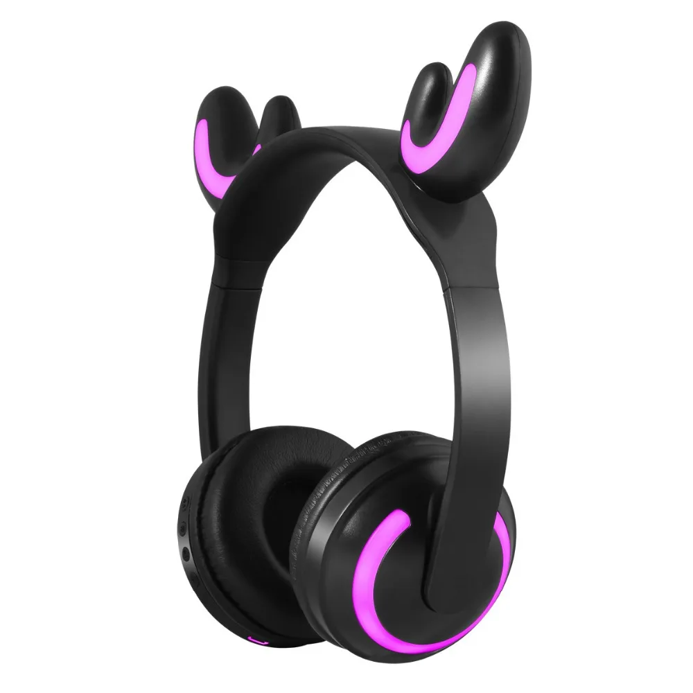Bluetooth стерео кошачьи наушники мигающие светящиеся игровая гарнитура 7 цветов