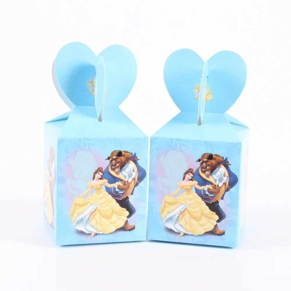 Beauty and beast 12 шт. Baby Shower Подарочная коробка на день рождения украшения конфетная коробка для мальчиков и девочки; Дети пользу Коробки Минни-Маус, «Микки Маус», «Вечерние поставки - Цвет: Beauty and beast