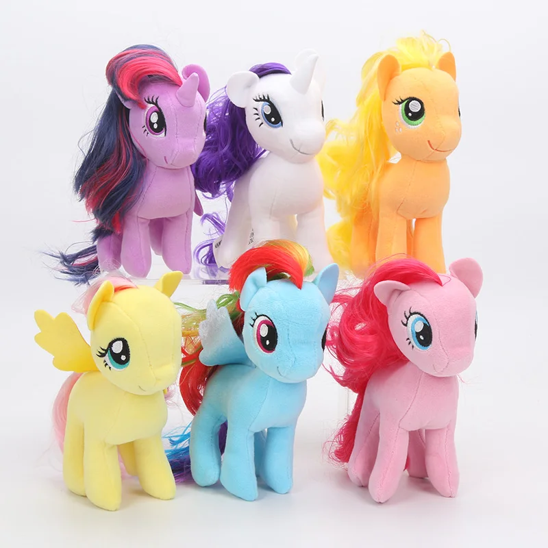 17 см, плюшевые игрушки My Little Pony, дружба-это волшебная редкость, Спайк, Эпплджек, Флаттершай, радуга, Дэш, сумеречные сверкающие куклы