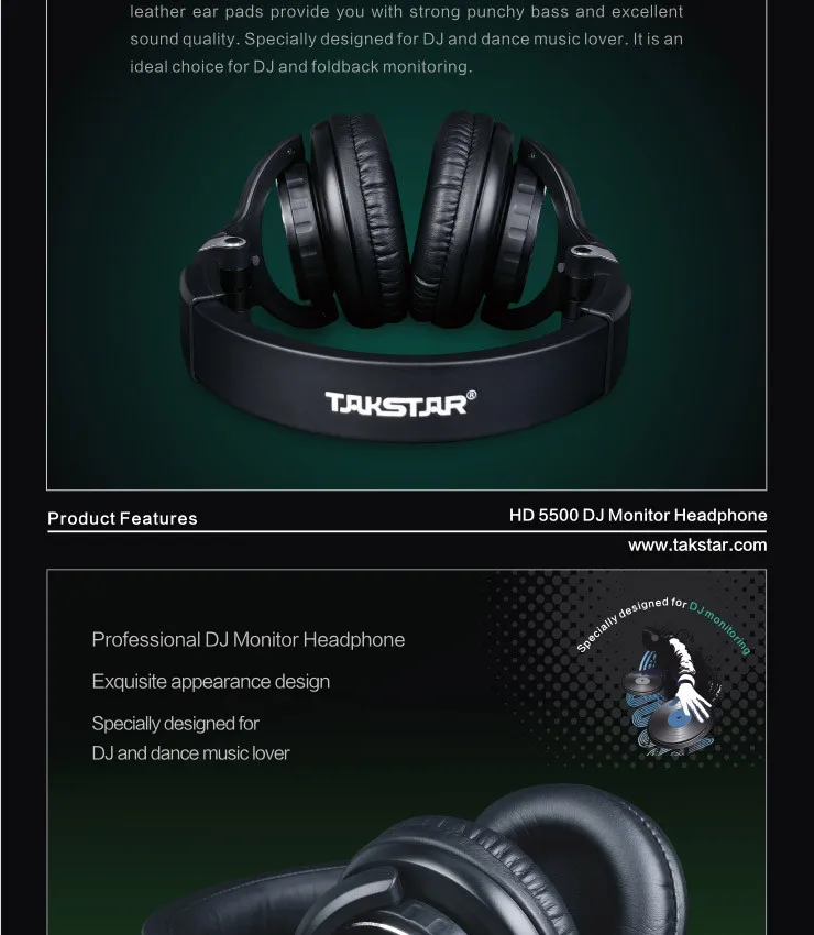 Оригинальные Takstar HD 5500/HD5500 динамические стерео наушники и наушники Профессиональный DJ мониторинг для аудио фолдбэк музыки