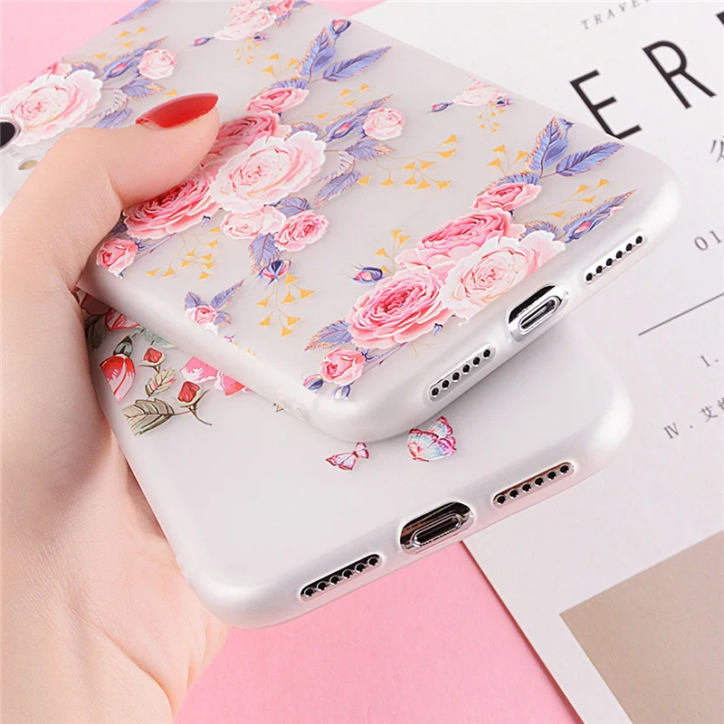 Lovebay Телефон чехол для iPhone 6 6s 7 8 Plus X XR XS Max 5 5S SE Модный 3D Рельефный цветок Роза Птица