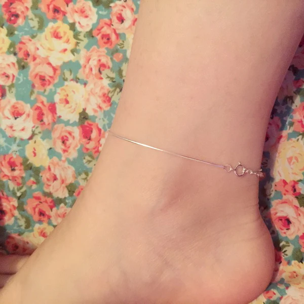 21+3cm Original 100% 925 Sterling Silver Anklet 2017 Hot 1 PC Girls Handmade Women simple Korean fashion Beach Foot Jewelry | Украшения и