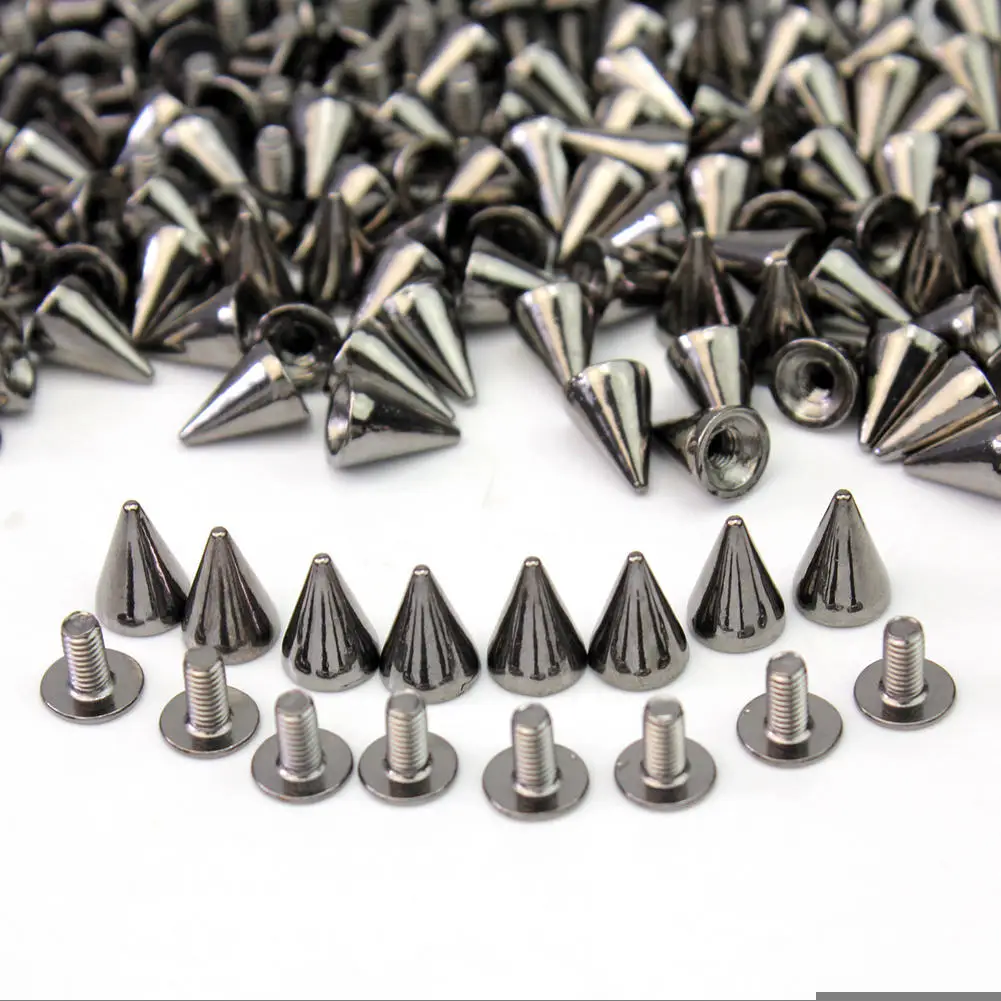 100±3Pcs черный панк шип заклепки Винт шарик DIY Металлические конусные Шипы Кожа ремесло Пятна Рок для одежды обувь, сумки, украшение