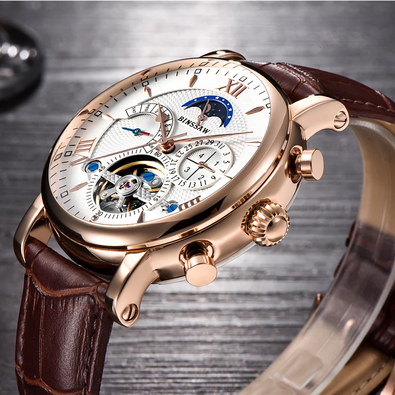 BINSSAW мужские новые автоматические механические Tourbillon часы брендовые модные