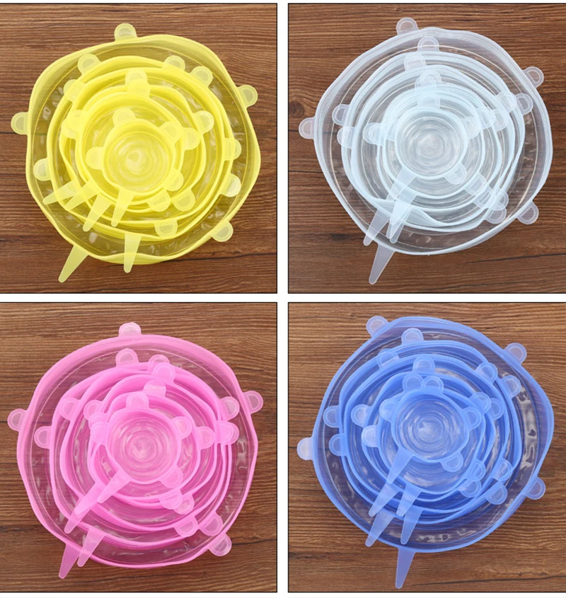 6 шт./компл. универсальная пищевая свежая крышка силиконовый растягивающийся