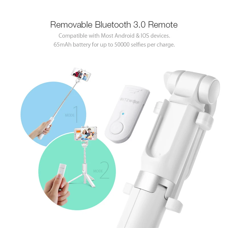BlitzWolf 3 в 1 bluetooth селфи палка дистанционный Штатив универсальный выдвижной монопод