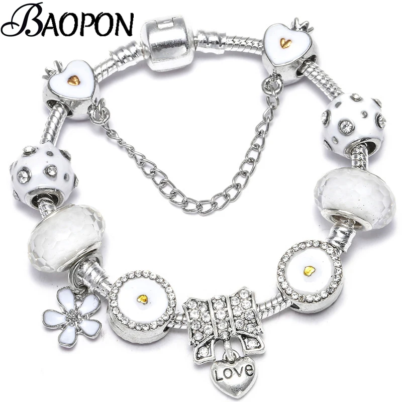 Оригинальный изящный браслет с кристаллами в форме сердца прозрачными опаловыми