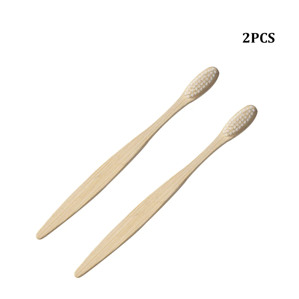 2pcs white 1 шт. экологическая зубная щетка с бамбуковым углем для здоровья полости рта, мягкая щетина, деревянная ручка, зубная щетка, отбеливающая Радужная зубная щетка - Цвет: 2pcs white