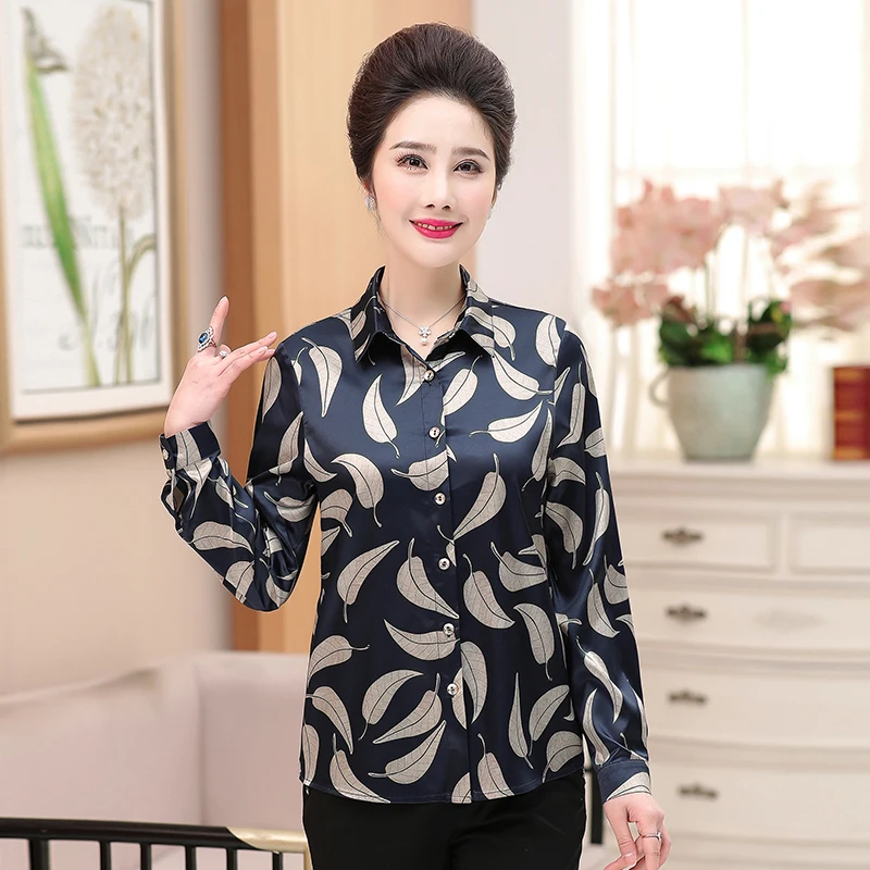 Женские блузки с цветами Повседневная шелковая блузка осенне Весенняя свободная