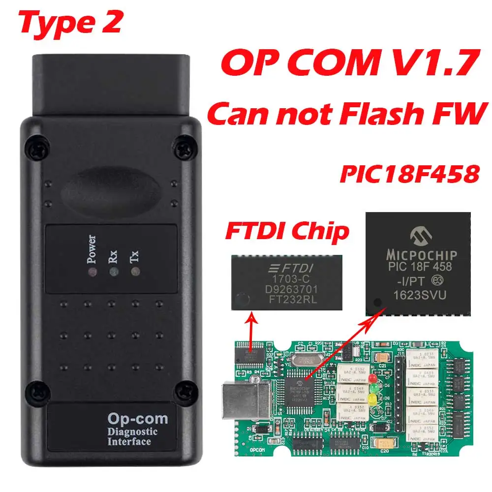 Type 2 op com v1.7 Op com V1.65 V1.78 V1.99 с PIC18F458 FTDI op-com OBD2 Авто диагностический инструмент для Opel OPCOM шина сети локальных контроллеров V1.7 может быть обновления флэш-памяти - Цвет: Type 2 op com v1.7
