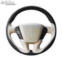 bannis black beige genuine leather car steering wheel cover for nissan teana 2008 2012 murano 2009 2014