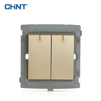 chint wall switch socket wall plate switch 86 type light champagne gold two gang multiple control