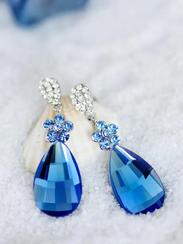 

summer bathes Earring crystal earrings earrings long female temperament for women 925 sterling-jewelry brinco earring