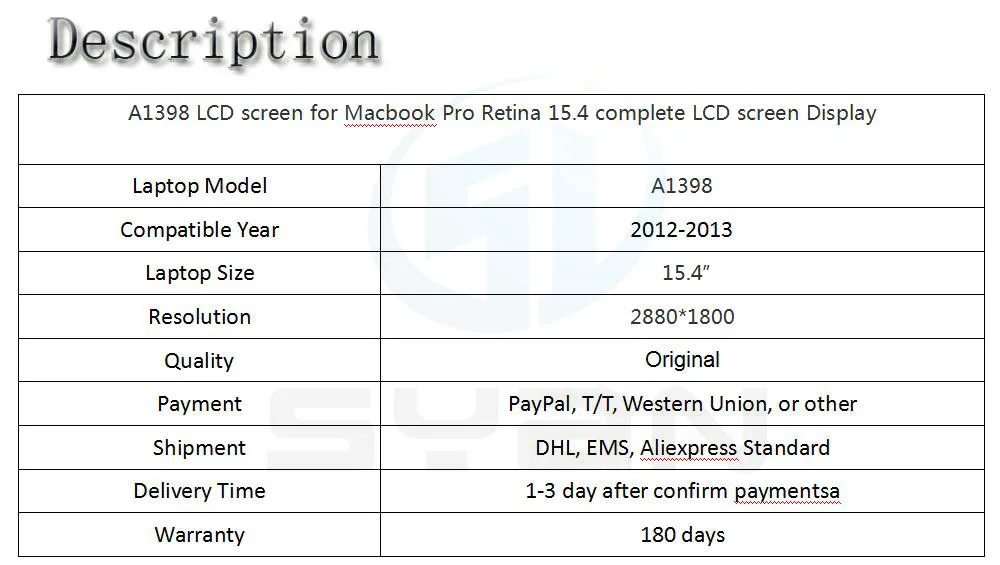 A1398 ЖК-экран для macbook pro ЖК-экран 15,4 дюймов для ноутбука ЖК-дисплей 2012