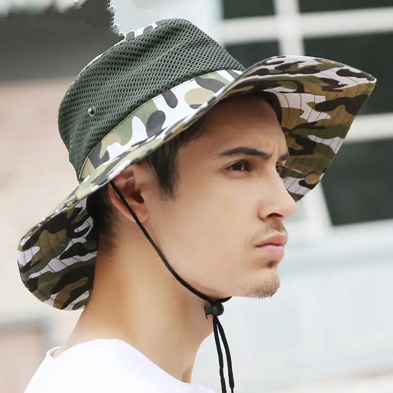 Камуфляжная шляпа с застежкой козырьком для прогулок и рыбалки|military bucket hat|bucket