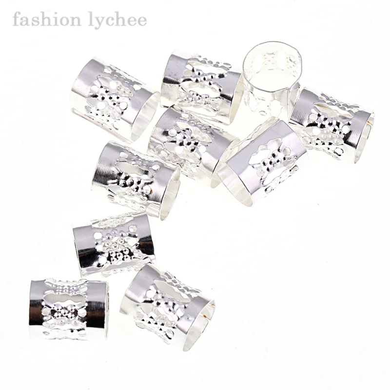 Бусины для волос lychee алюминиевые золотистые серебристые регулируемые 10 шт. |