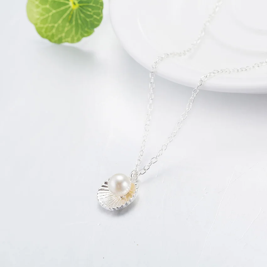 Ожерелье золотого цвета в виде ракушки с жемчужным necklace ем кулон ожерелье s