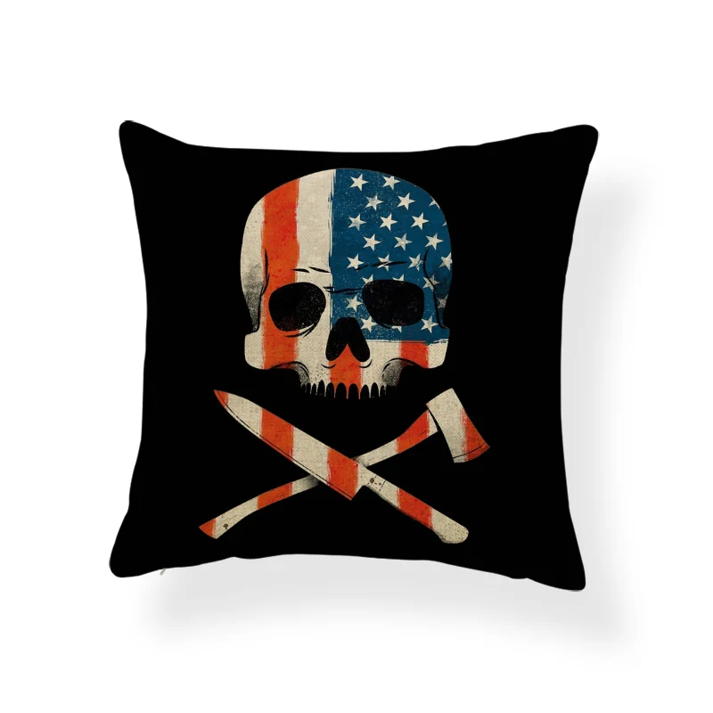 Horror Pumpkin Witchcraft Cushion Cover Halloween Sugar Skull Pillowcase European Meditation Home Decor Throw Pillow 45*45 Linen | Дом и сад