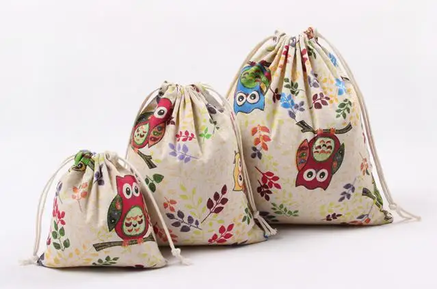 Цветная Льняная сумка в виде листика совы для конфет 9x12 см 10x15 13x17 упаковка из 50