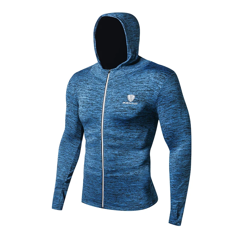 

Men Quick-Dry Tight Running Hoodie Jackets Long Sleeve Outdoor Sports shirt Hiking Running Jersey Fitness Training Coat