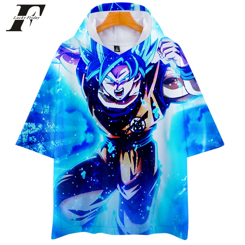 Dragon Ball 3D футболка с капюшоном Harajuku короткий рукав японская Футболка мужская футболка homme летняя футболка аниме хип хоп 3D одежда