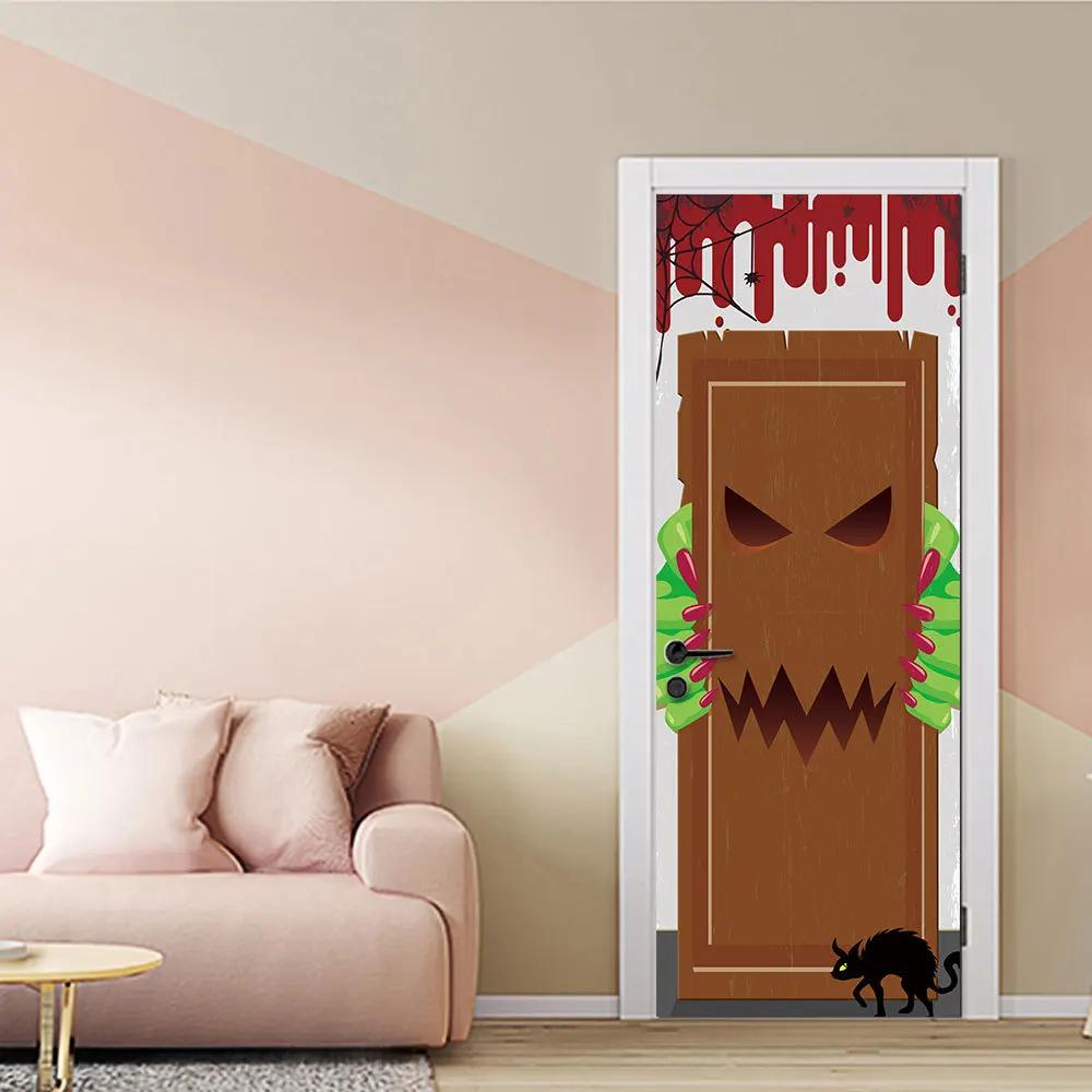 Паук демон черный Кот кухонный Декор холодильника стикер ПВХ самоклеющиеся