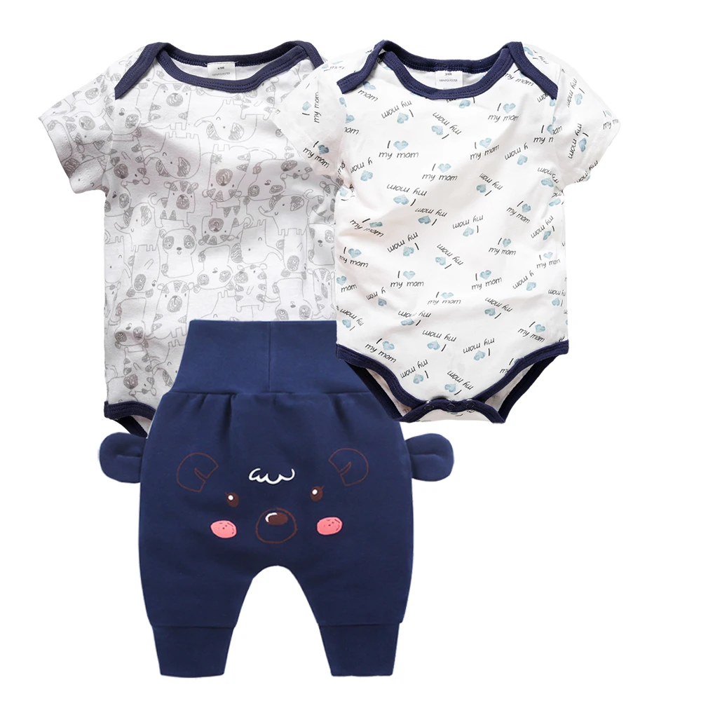 boy cothes 5 3 шт./лот Весенняя одежда для маленьких мальчиков Одежда для новорожденных Набор комбинезончиков для маленьких мальчиков хлопок, комбинация из майки и шортиков+ комплект с брюками - Цвет: boy cothes 5