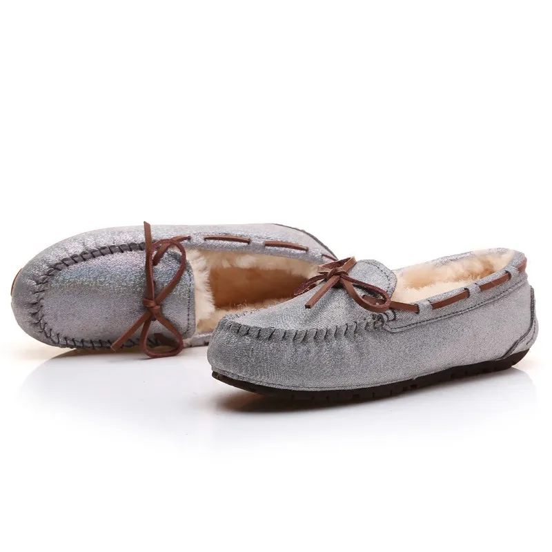 Женские мокасины на плоской подошве COSMAGIC теплые из овечьей кожи с искусственным