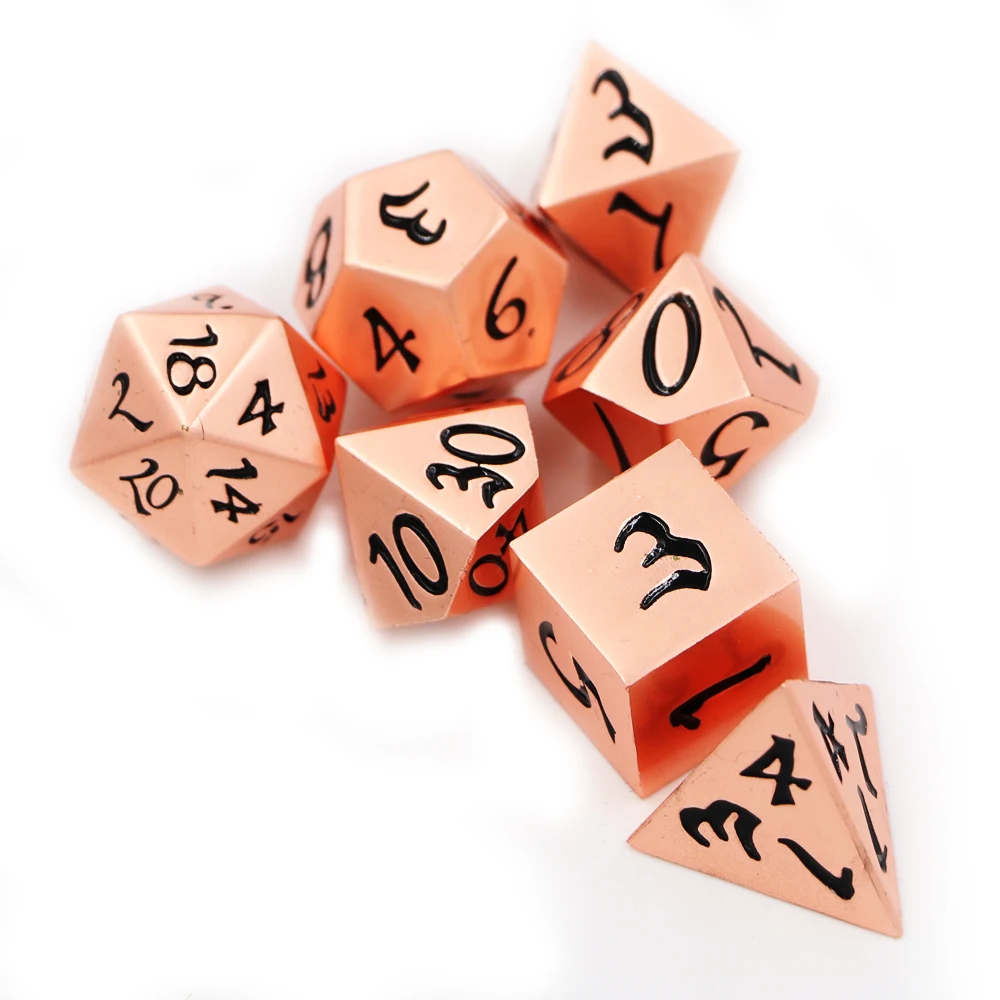 Драконы и подземелья 7 шт./набор креативных ролевых игральных костей D& D металлические игральные кости красная медь черная игра DND игральные кости набор многогранных игральных костей