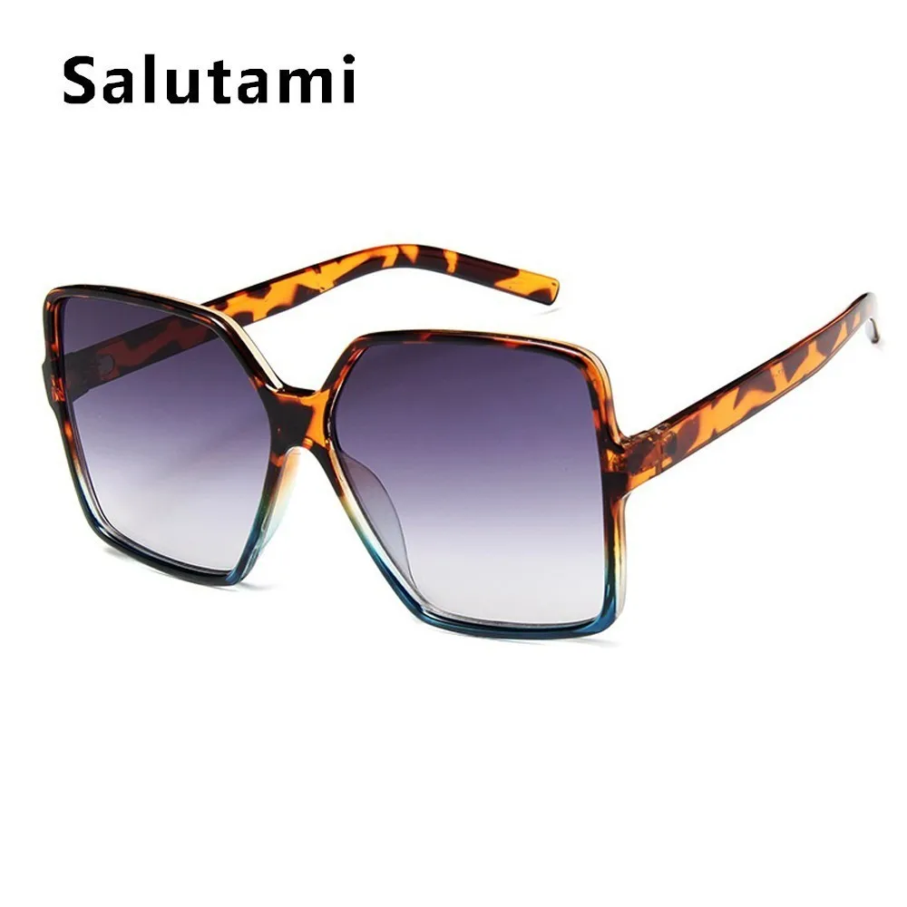 leopard blue Винтажные Квадратные Солнцезащитные очки больших размеров для женщин и мужчин, роскошные брендовые черные коричневые солнцезащитные очки с большой оправой, женские солнцезащитные очки - Цвет линз: leopard blue