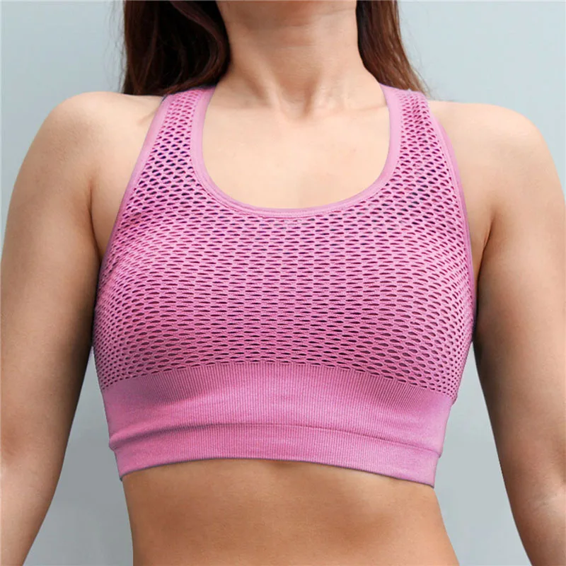 New Red Hollow Out Breathable Women Sexy Yoga Bra Workout Sport Push Up Shockproof Bras Vest Tank Tops Running Sportswear LL02 | Спорт и