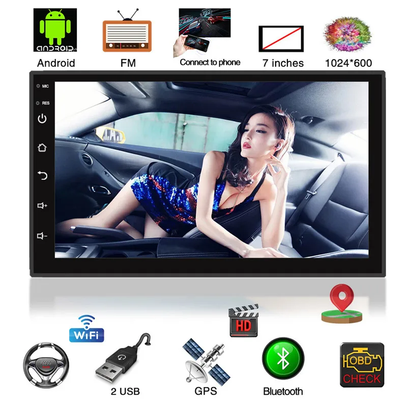 Универсальный 2 Din 7 &quotAndroid Ios автомобильный Радио мультимедийный плеер Bluetooth gps