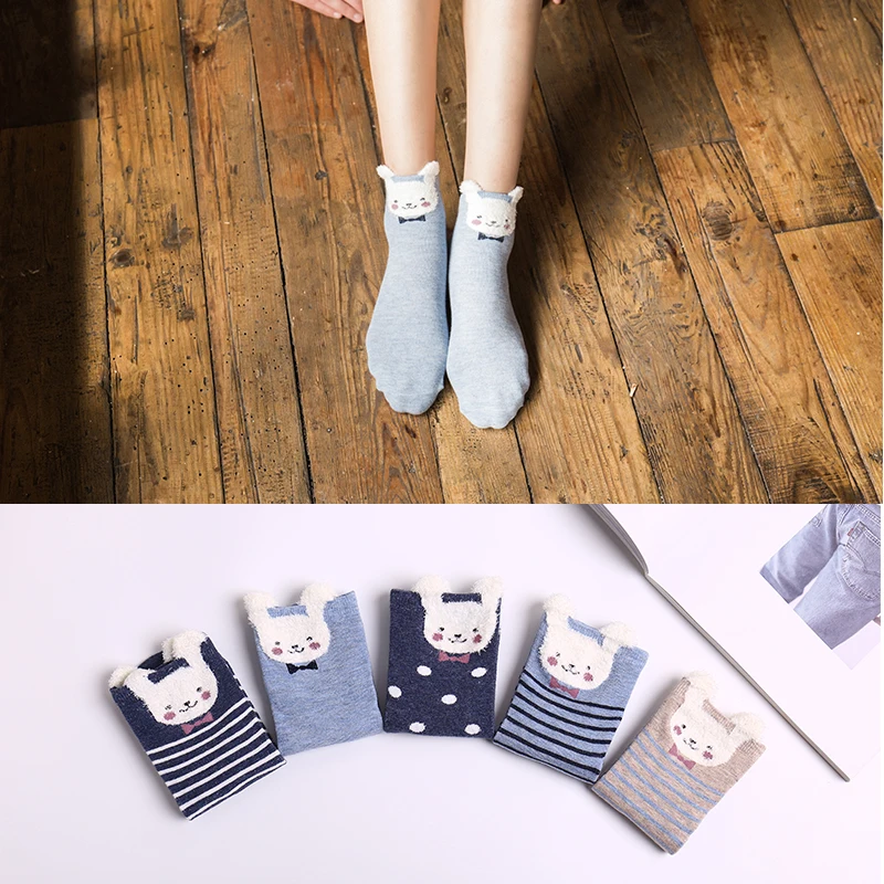 Новое поступление 1 пара женские хлопковые носки милые короткие в полоску с