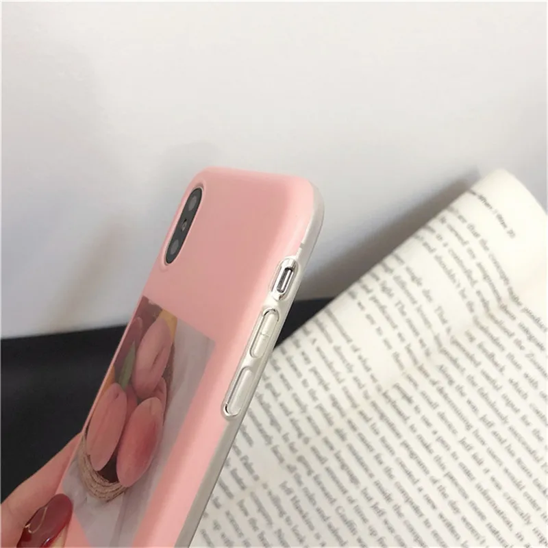 Ins милый розовый персиковый чехол для телефона iphone X XS XR XSMAX матовый мягкий из ТПУ 6