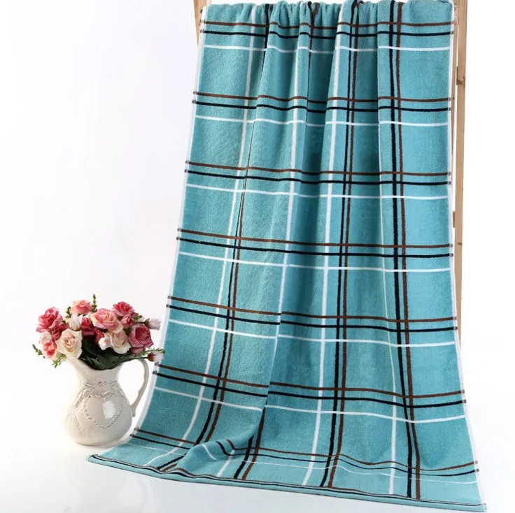 Большие хлопковые банные полотенца для взрослых клетчатое домашнее впитывающее