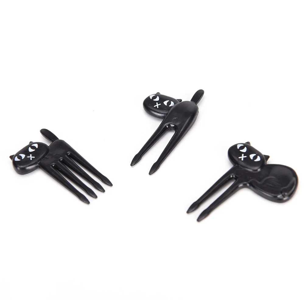 Вилка и фрукты в виде животных черного цвета 6 шт. | Дом сад