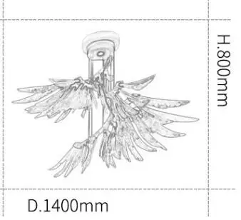 D140 X H80CM Крылья Ангела моделирование окна Гостиная Лофт Ресторан спальня вилла итальянский постмодерн Nordic простая люстра - Цвет корпуса: D140 X H80CM