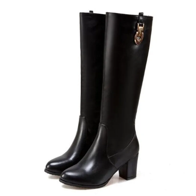 Women Boots winter New style Leisure time Round head Side zipper Keep warm High cylinder Boots brown black white Chivalry boots