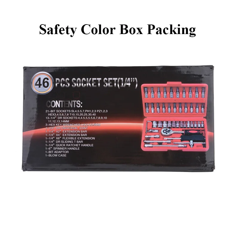 46 шт.набор инструментов для авто Набор Торцевых Головок 1/4 &quotПривод Ratchet Ключ
