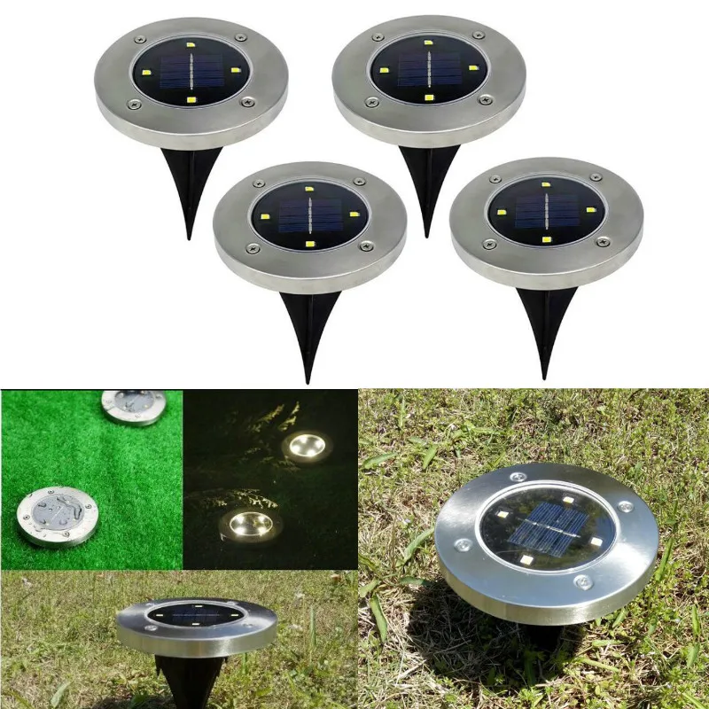 

4 LED Solar Light Outdoor Ground Water-resistant Path Garden Landscape Lighting Yard Driveway Lawn Pond Pool Pathway Night Lamp