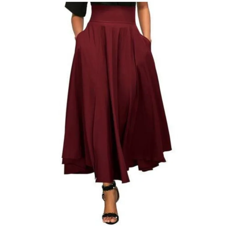 Женская плиссированная юбка-трапеция с высокой талией винтажная юбка-макси