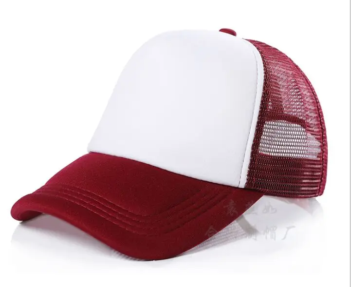 burgundy and white 500 шт./лот, заказной логотип, Кепка водителя грузовика, для взрослых, полиэстер, печатные шапки с логотипом, бейсболки Gorros - Цвет: burgundy and white