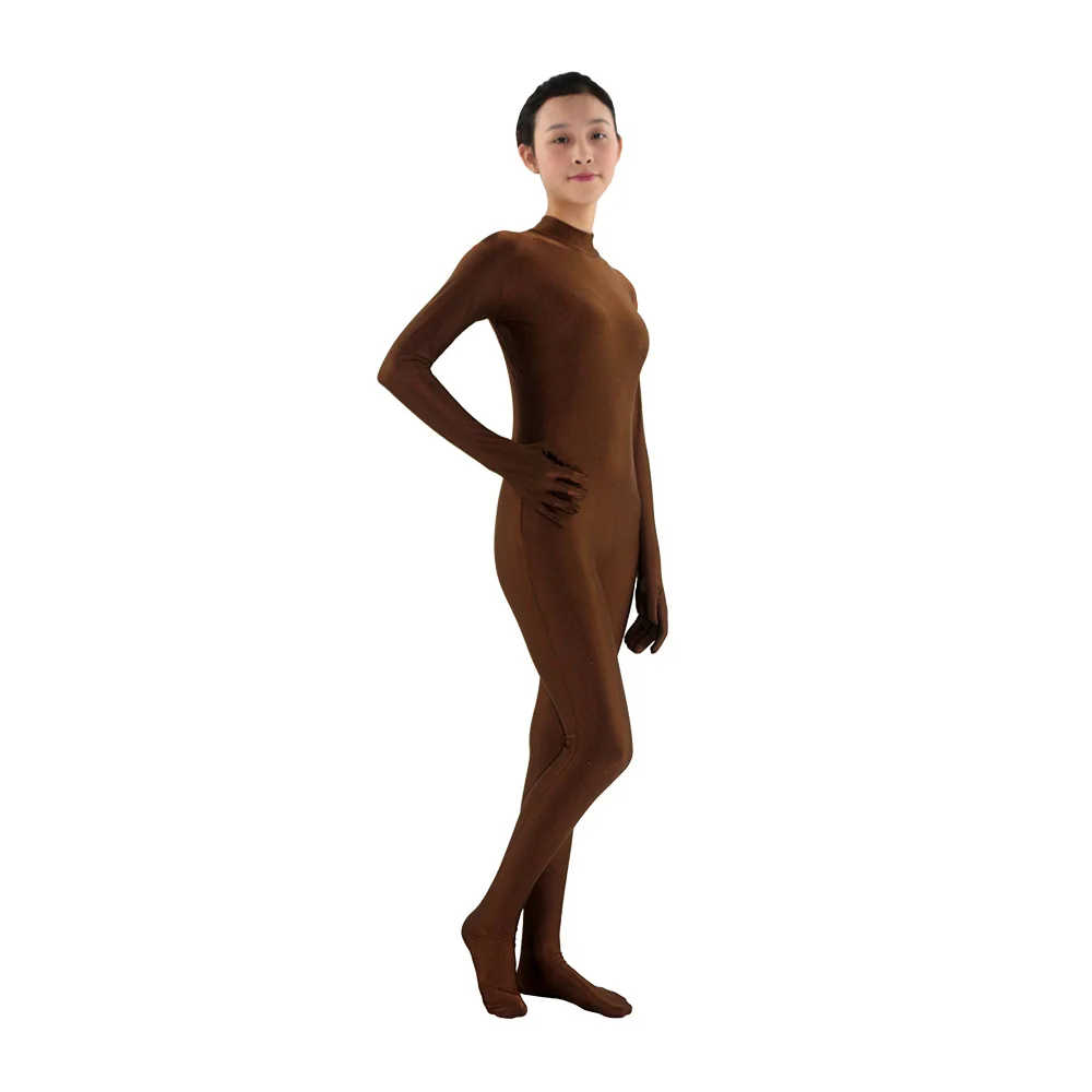 Коричневый без капюшона макет шеи для взрослых Zentai на заказ костюмы из лайкры