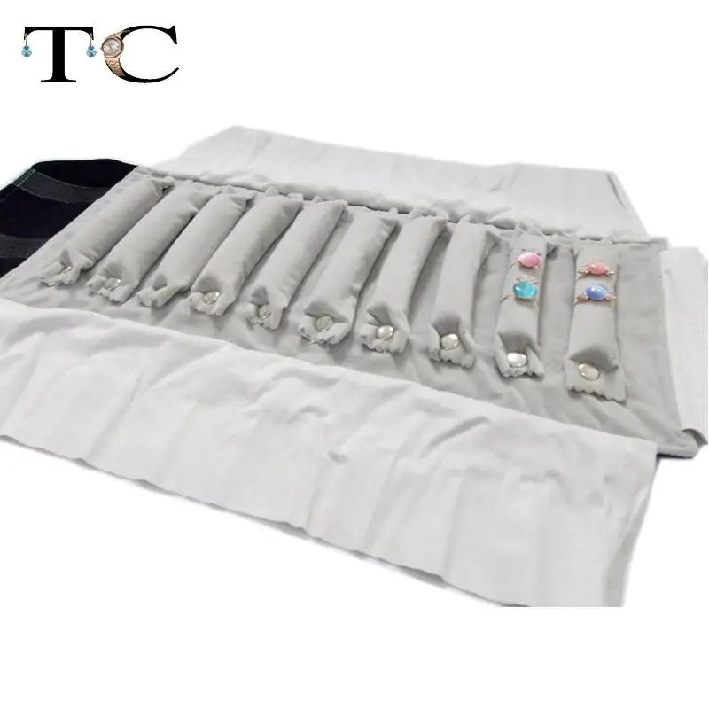 Дорожный футляр для украшений черный бархатный ювелирный дисплей сумка