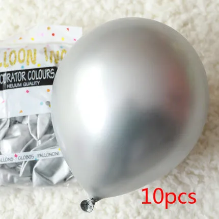 10pcs silver 15 шт./лот, 12 дюймов, металлические хромированные латексные шары+ прозрачные Серебристые конфетти, шары на свадьбу, день рождения, розовое золото, латексные вечерние шары, Декор - Цвет: 10pcs silver