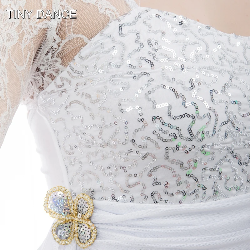 Детский и взрослый костюм для балета лирики современных танцев белое платье с